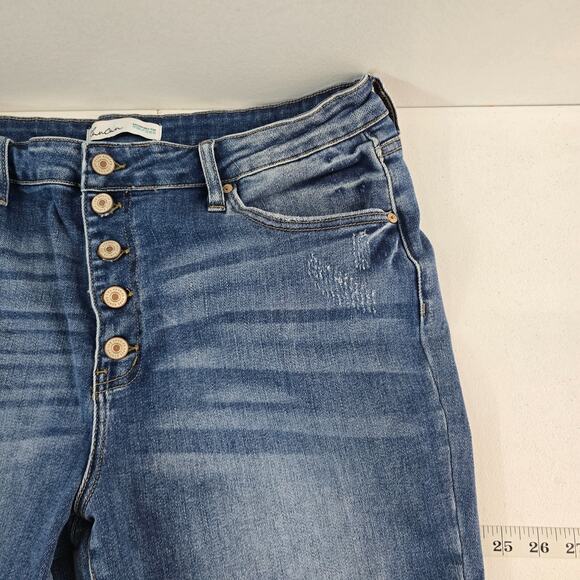 KanCan™ High Rise Ripped Cropped Jean button fly distressed 32 women 6368 skinny - Picture 2 of 11